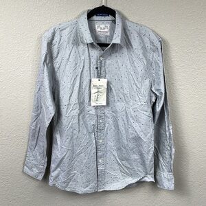 NWT Rebel James & Charli Long Sleeve Mini Geo Shirt Grey Gray Button Front Sz L